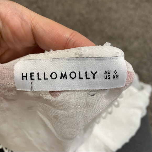 Hello Molly Sheer Swiss Dot Peplum Blouse XS - Picture 5 of 6